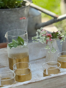 Glass & Copper Carafe & Drinking Glass Set