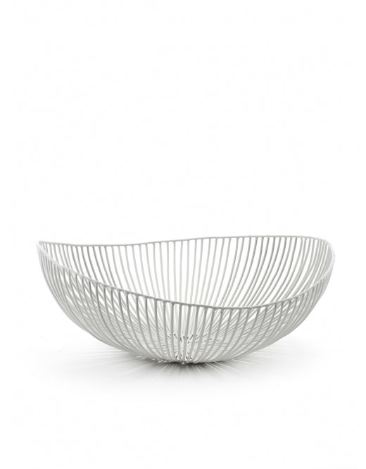 Metal Sculptures Oval Bowl White
