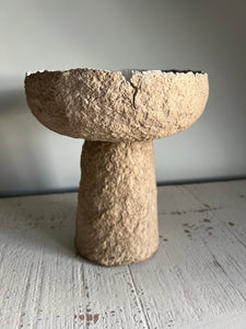 Paper Mache Pedestal Natural Bowl