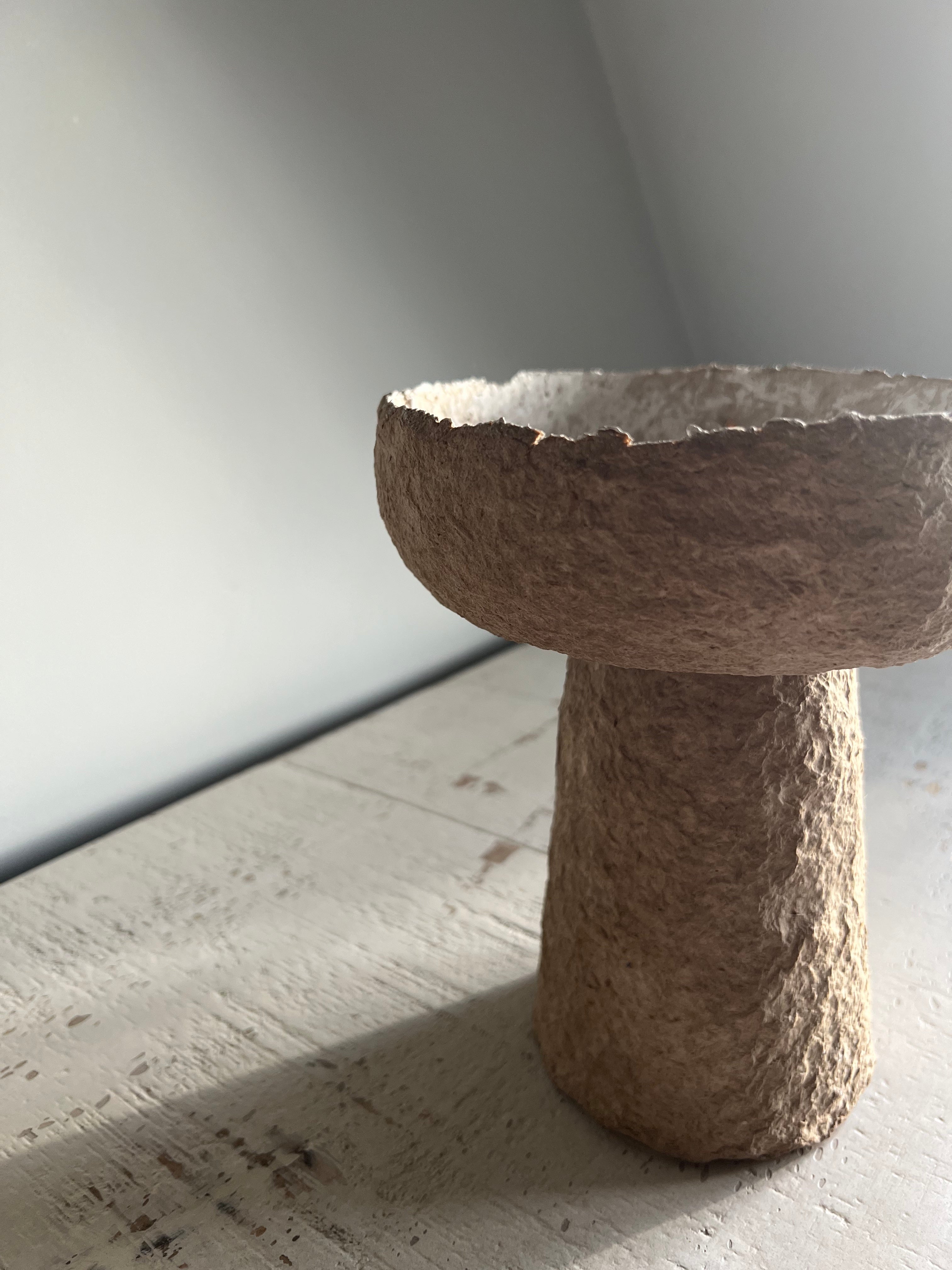 Paper Mache Pedestal Natural Bowl