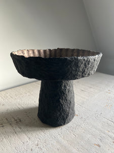 Paper Mache Pedestal Black Bowl