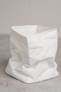 Porcelain Paper Bag Vase & Tea Light Large